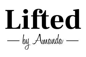 Logotyp för Liftedbyamanda i färgerna rosa och svart som utgör alternativ tre